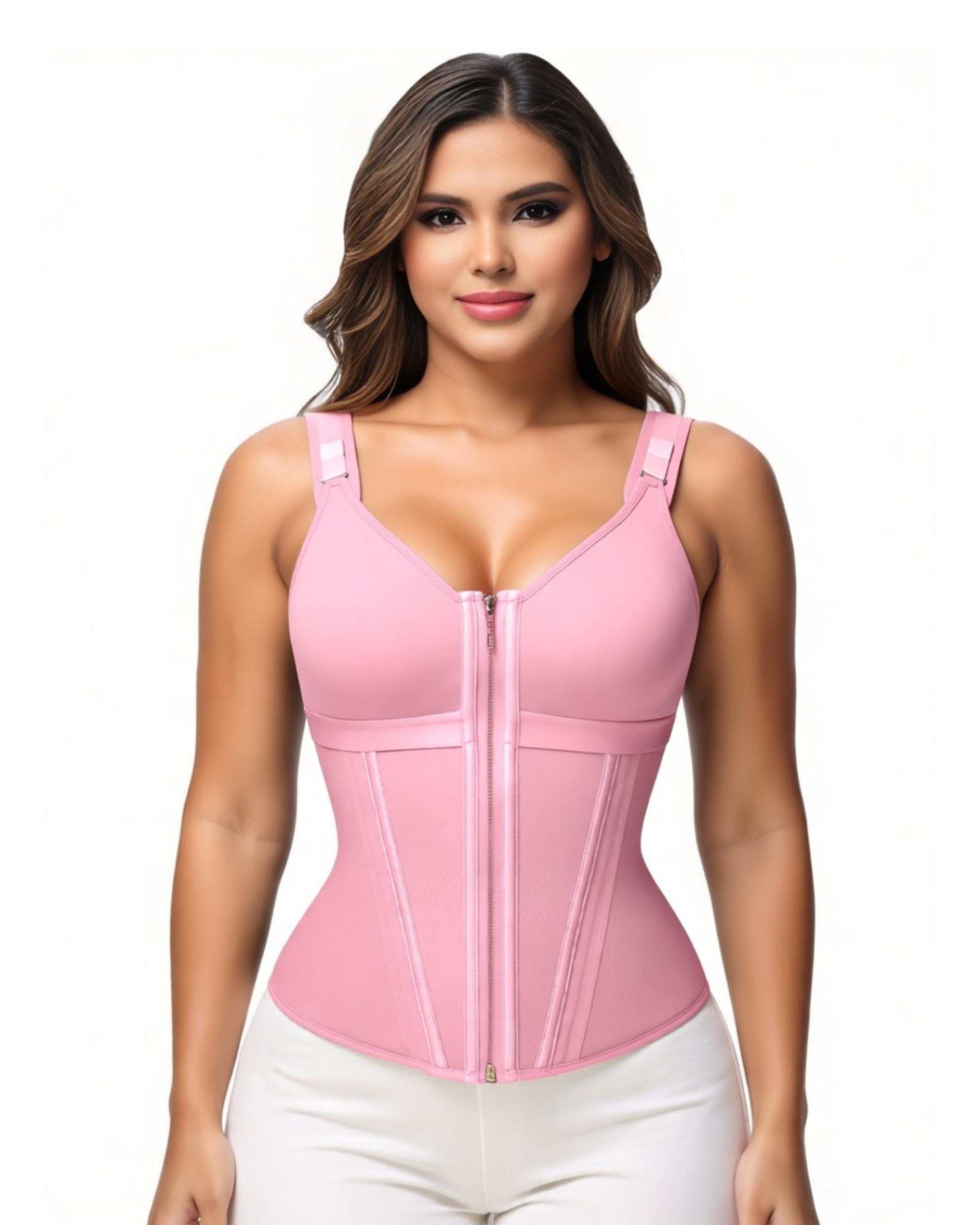 Comfure™ Women's Boned Latex Zipper Corset Tummy Control Body Shaper Vest With Bra