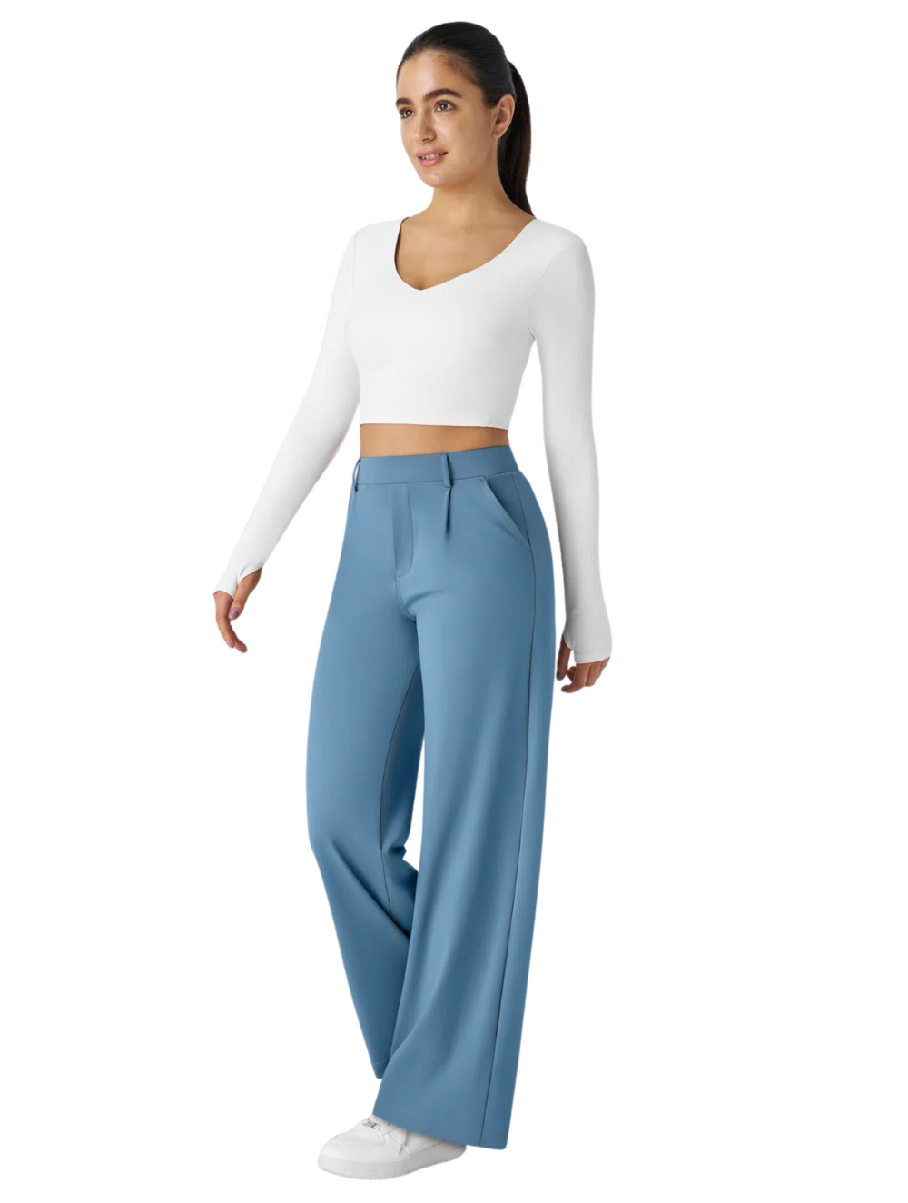 Comfure™ High Waisted Side Pocket Straight Leg Work Pants