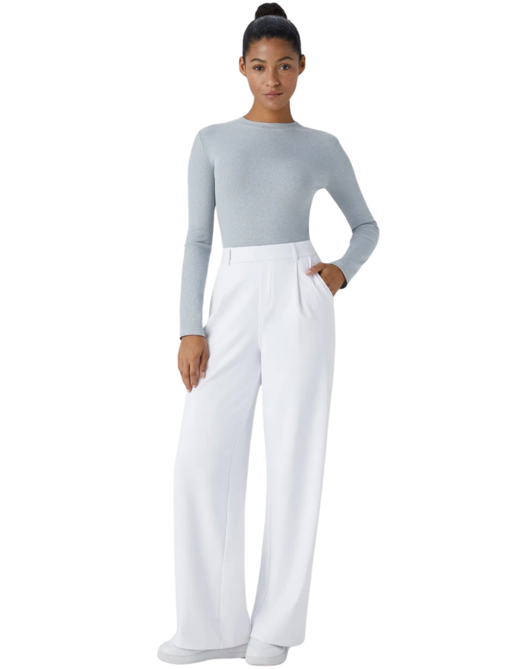 Comfure™ High Waisted Side Pocket Straight Leg Work Pants