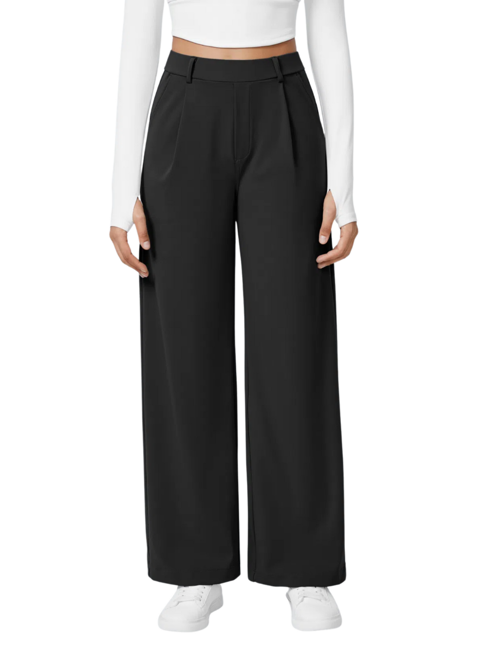 Comfure™ High Waisted Side Pocket Straight Leg Work Pants