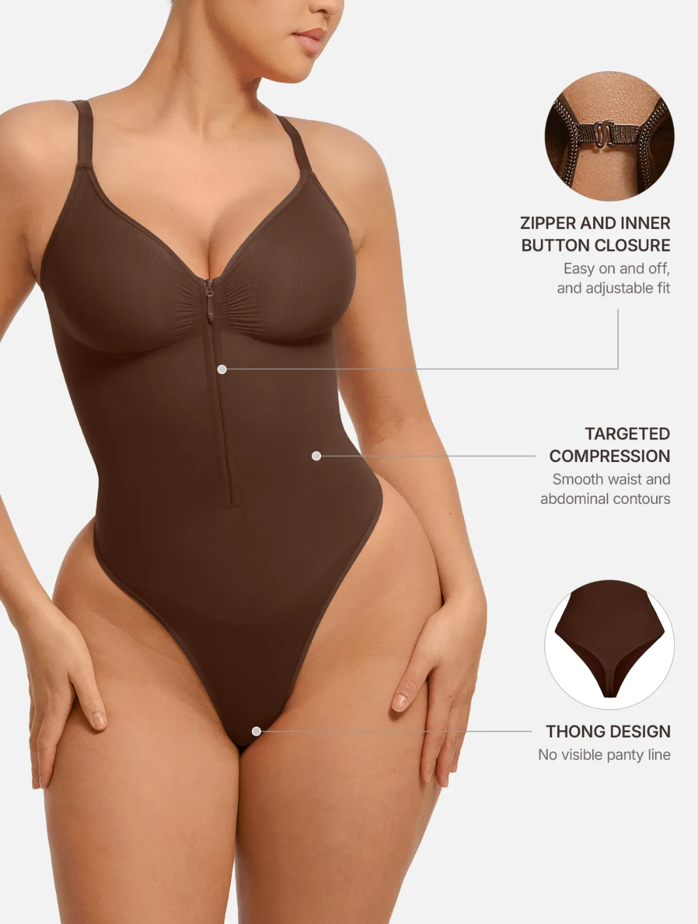 Comfure™ Seamless Tummy Control Zipper Sculpt and Support Bodysuit