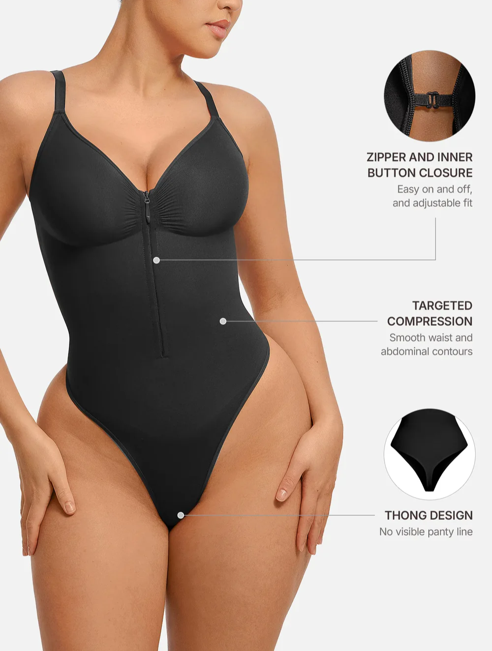 Comfure™ Seamless Tummy Control Zipper Sculpt and Support Bodysuit
