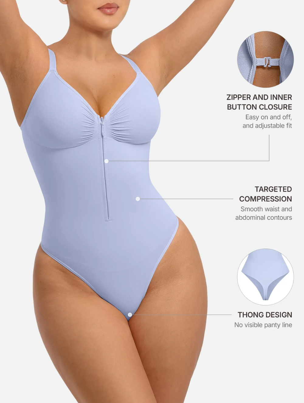Comfure™ Seamless Tummy Control Zipper Sculpt and Support Bodysuit
