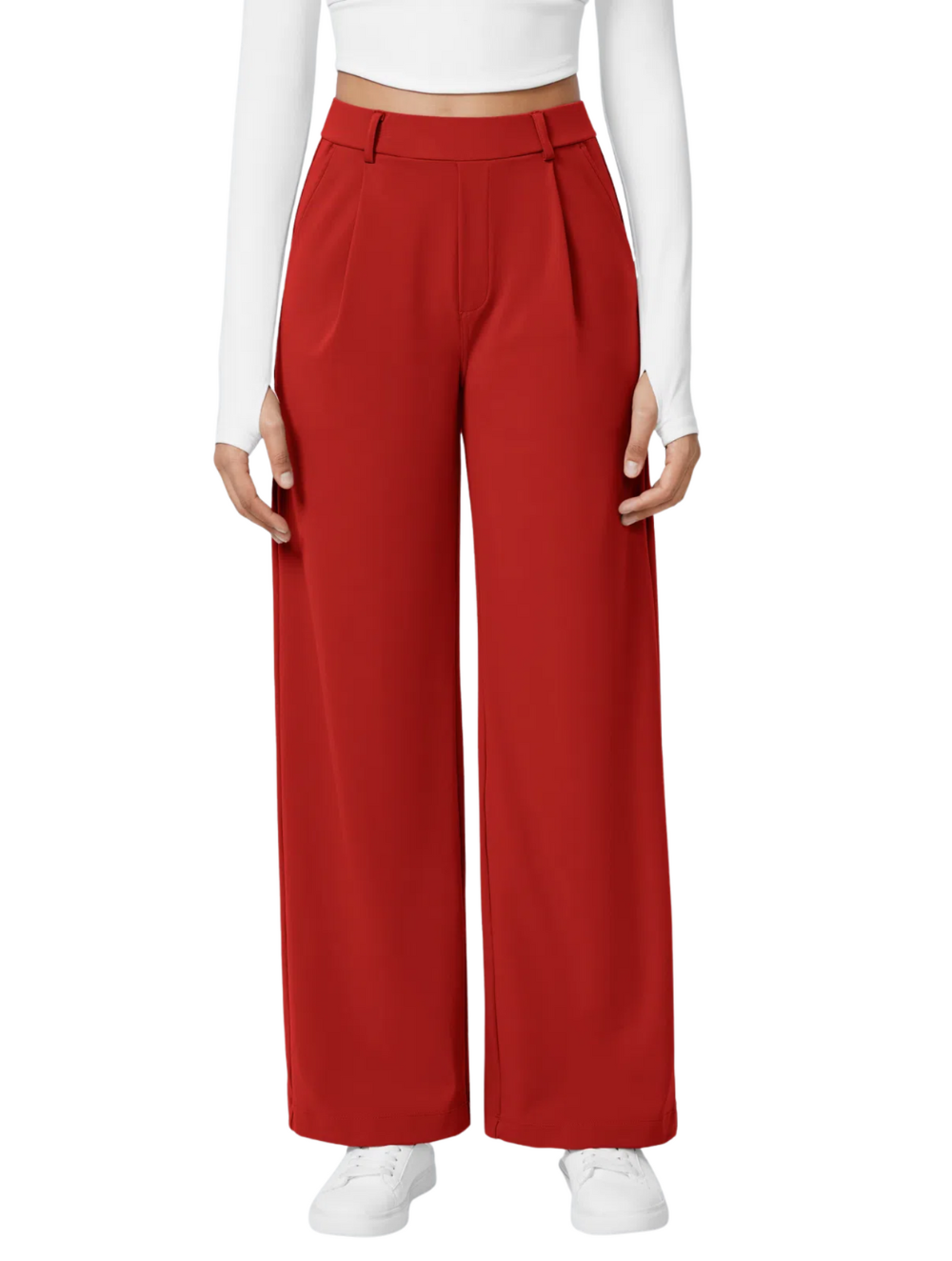 Comfure™ High Waisted Side Pocket Straight Leg Work Pants