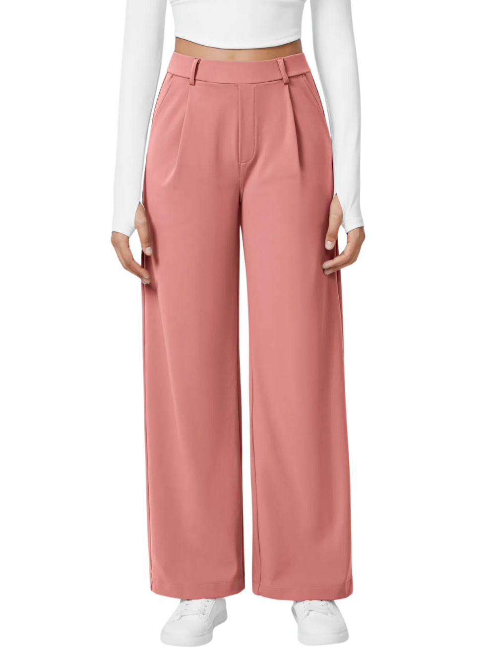 Comfure™ High Waisted Side Pocket Straight Leg Work Pants