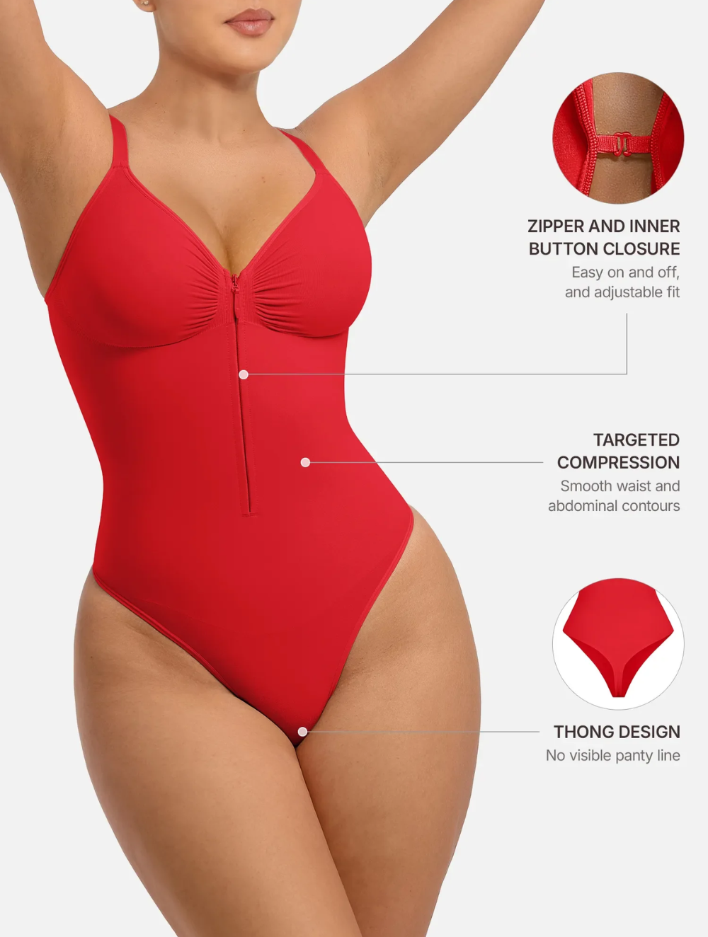 Comfure™ Seamless Tummy Control Zipper Sculpt and Support Bodysuit