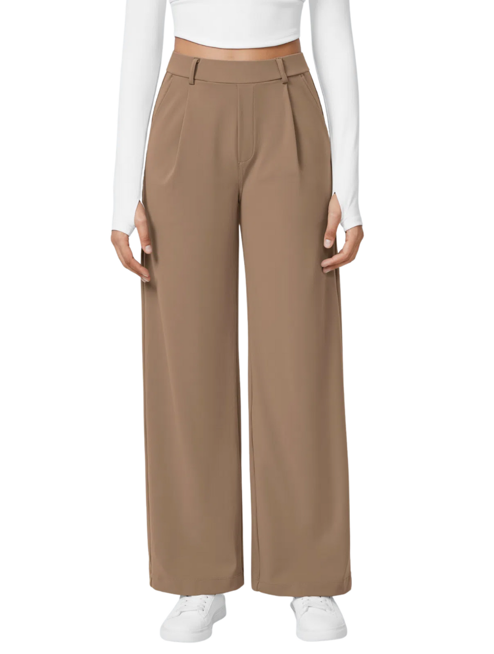 Comfure™ High Waisted Side Pocket Straight Leg Work Pants