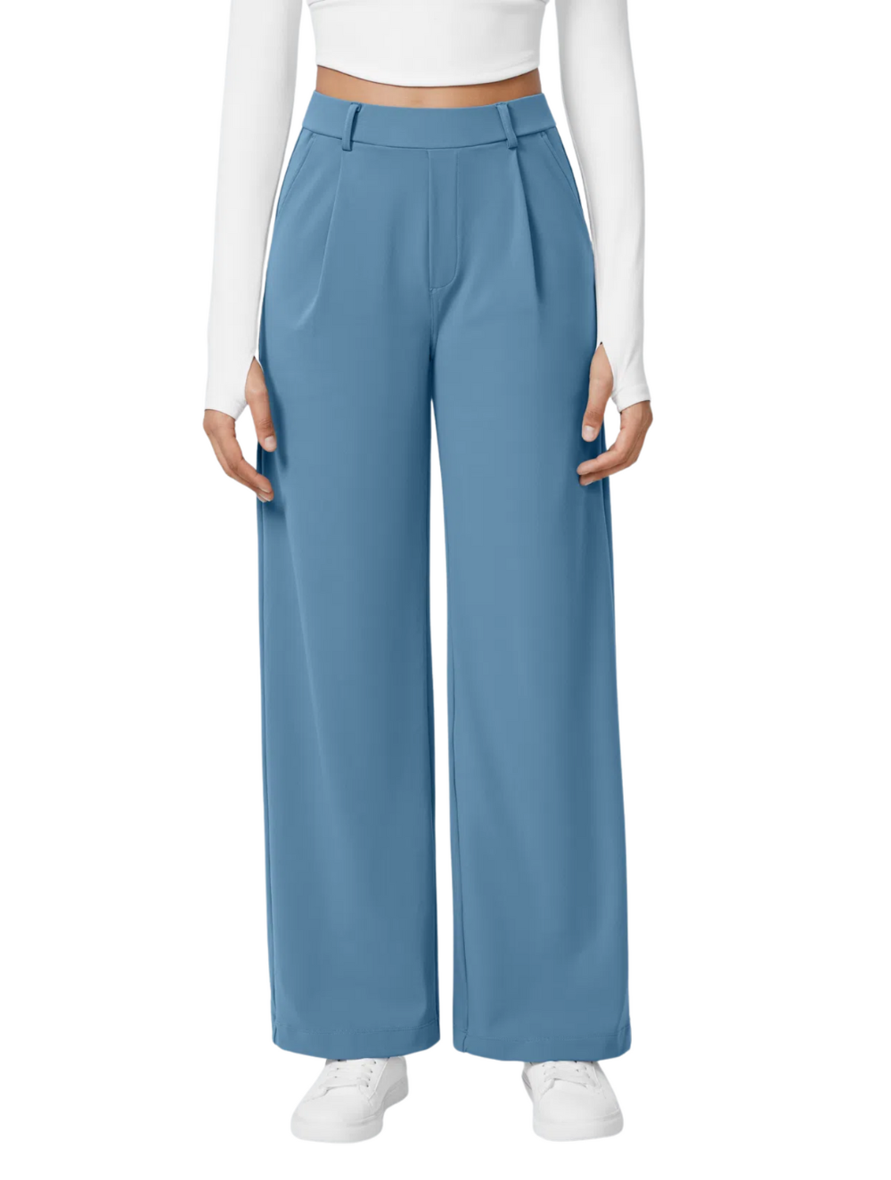 Comfure™ High Waisted Side Pocket Straight Leg Work Pants