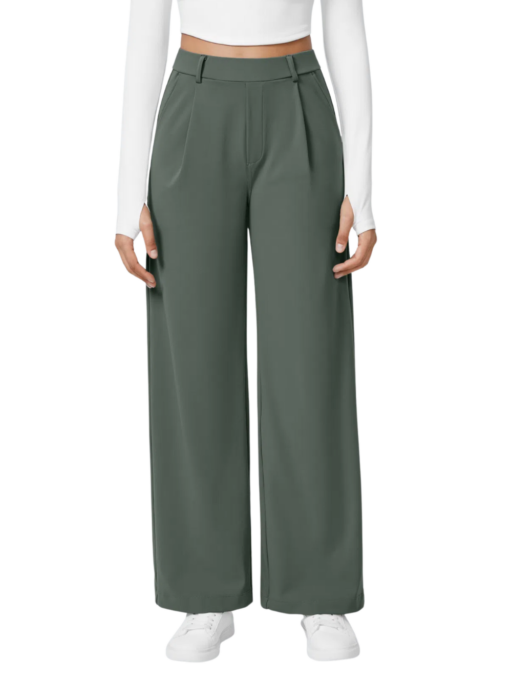 Comfure™ High Waisted Side Pocket Straight Leg Work Pants