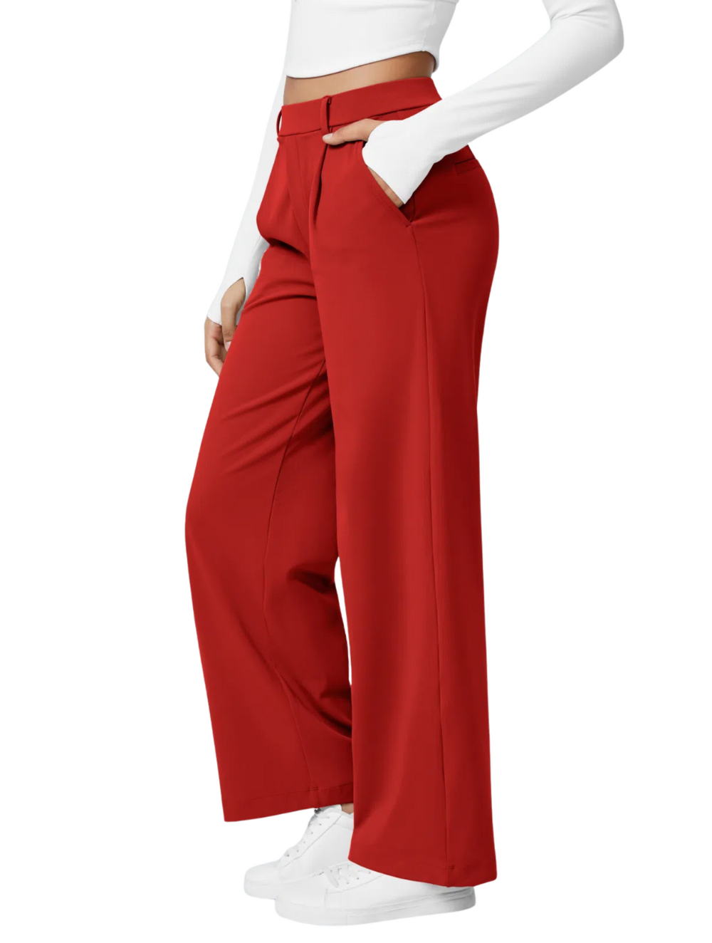 Comfure™ High Waisted Side Pocket Straight Leg Work Pants