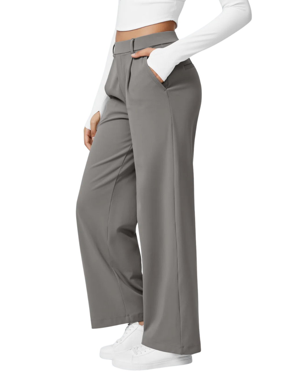 Comfure™ High Waisted Side Pocket Straight Leg Work Pants