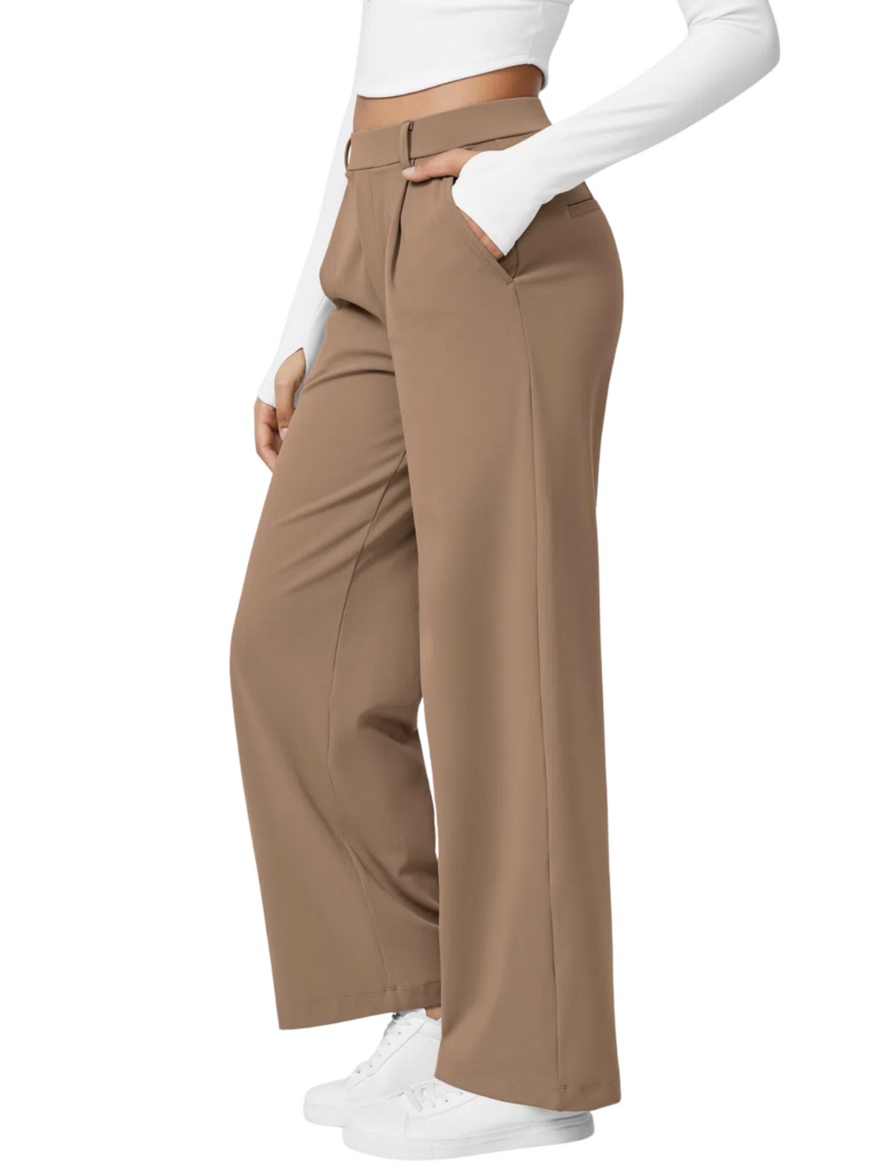 Comfure™ High Waisted Side Pocket Straight Leg Work Pants