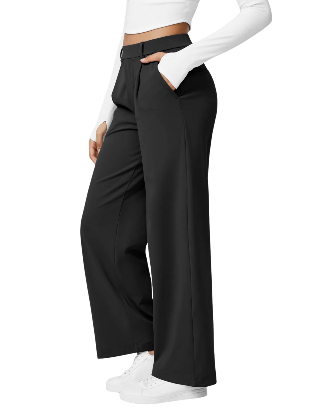 Comfure™ High Waisted Side Pocket Straight Leg Work Pants