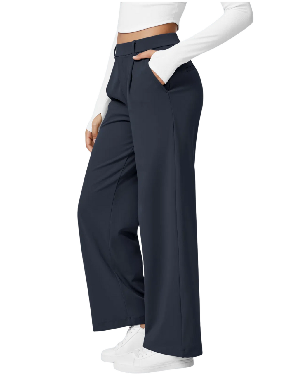 Comfure™ High Waisted Side Pocket Straight Leg Work Pants