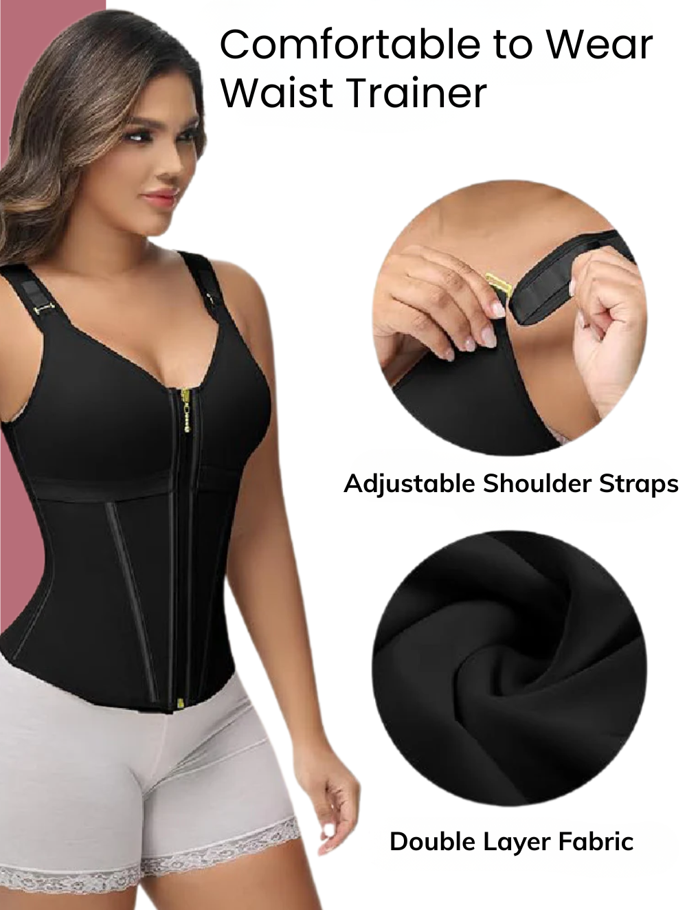 Comfure™ Women's Boned Latex Zipper Corset Tummy Control Body Shaper Vest With Bra