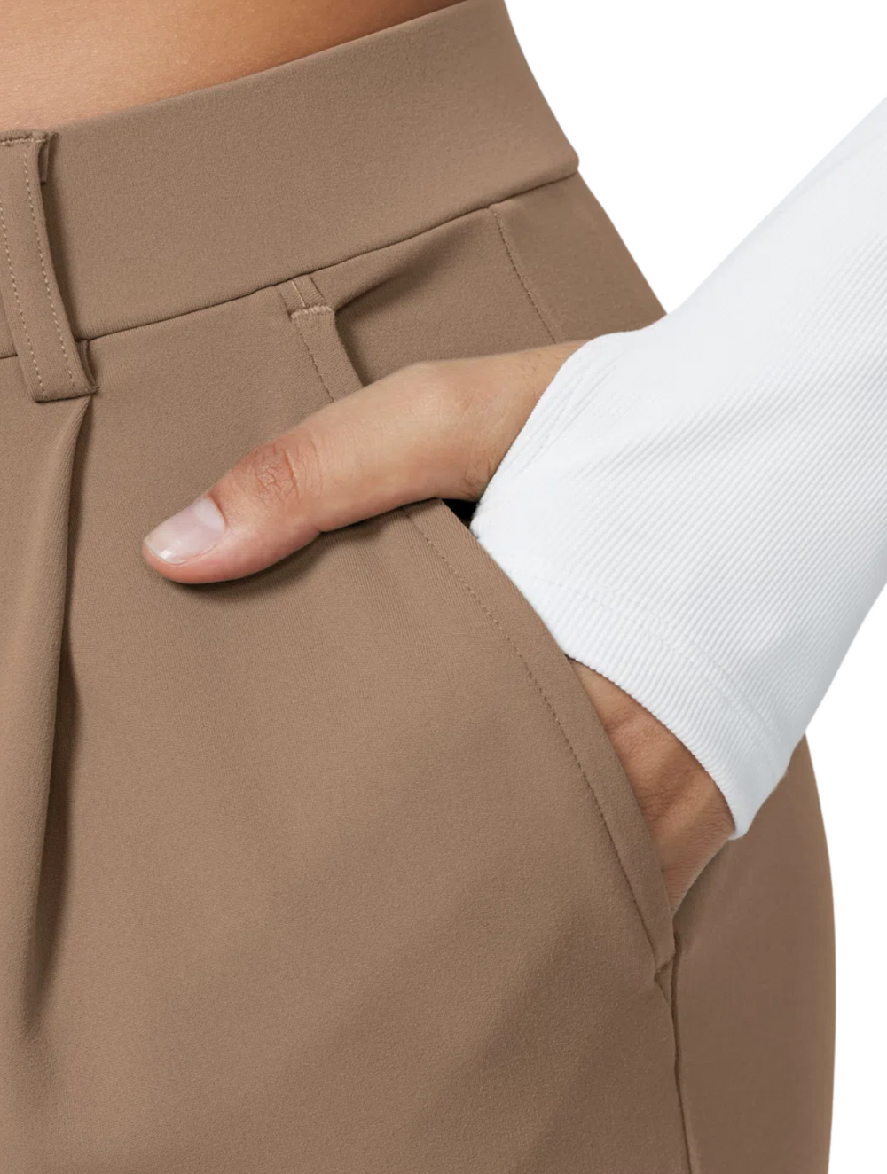 Comfure™ High Waisted Side Pocket Straight Leg Work Pants