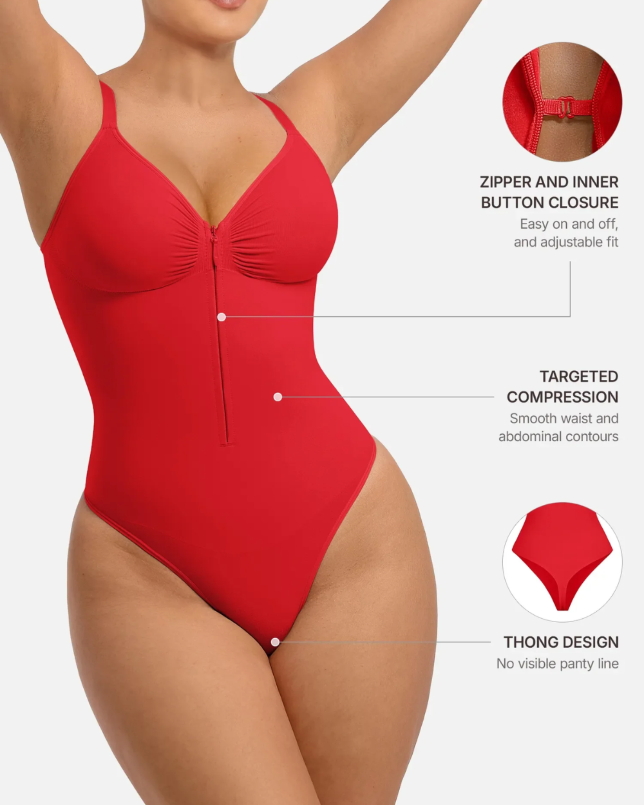 Comfure™ Seamless Tummy Control Zipper Sculpt and Support Bodysuit