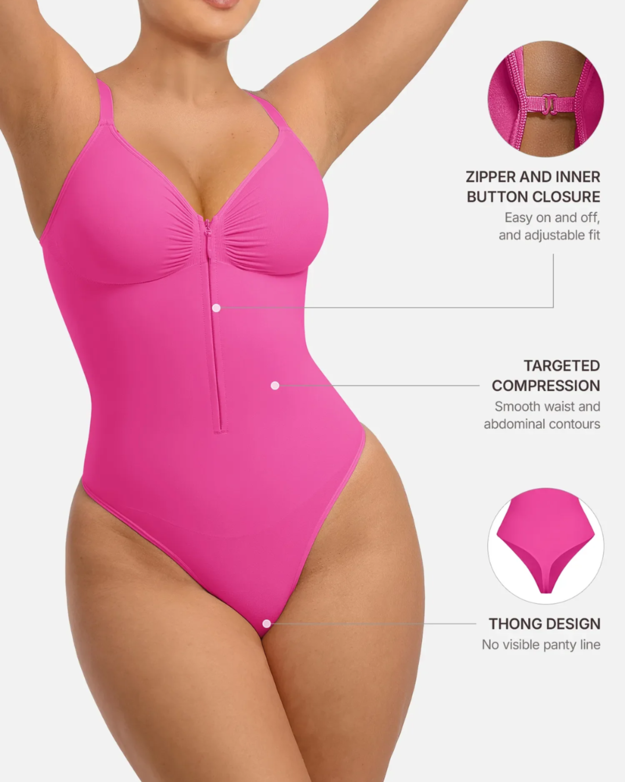 Comfure™ Seamless Tummy Control Zipper Sculpt and Support Bodysuit