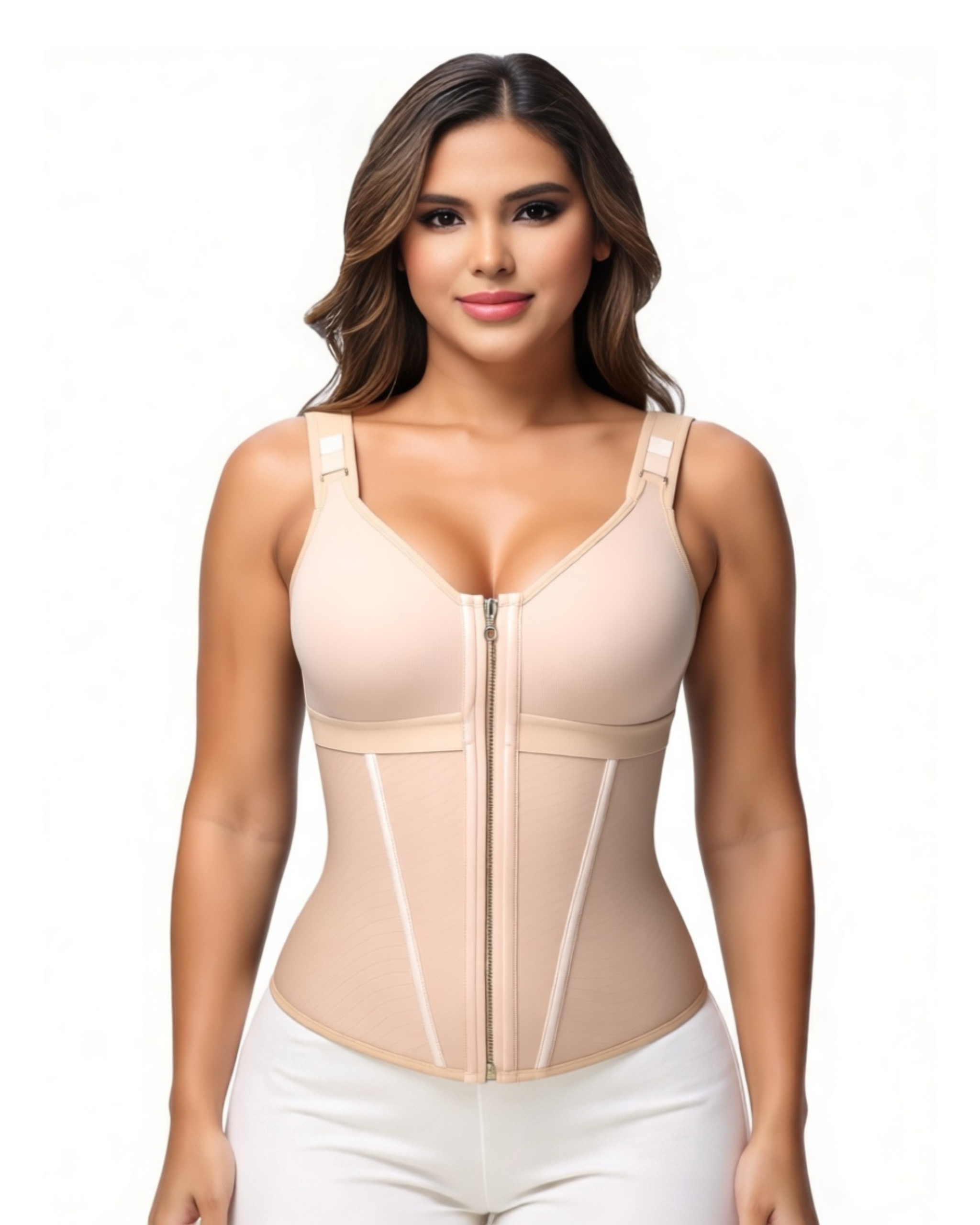 Comfure™  Women's Boned Latex Zipper Corset Tummy Control Body Shaper Vest With Bra