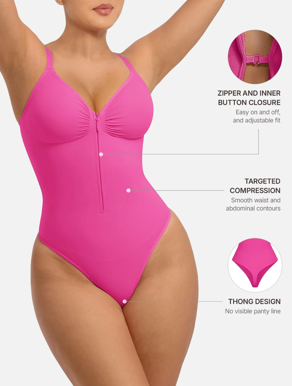 Comfure™  Seamless Tummy Control Zipper Sculpt and Support Bodysuit