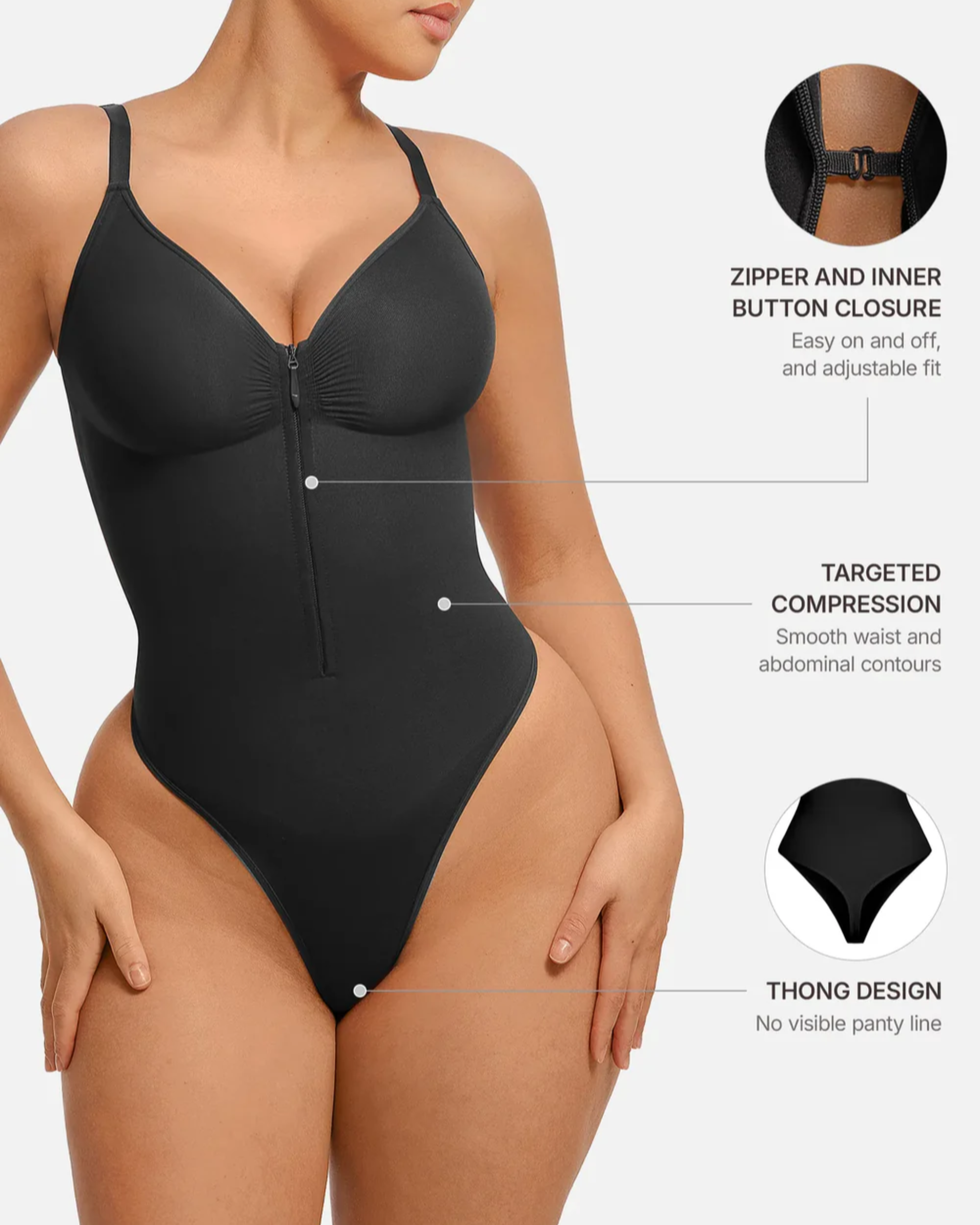 Comfure™  Seamless Tummy Control Zipper Sculpt and Support Bodysuit